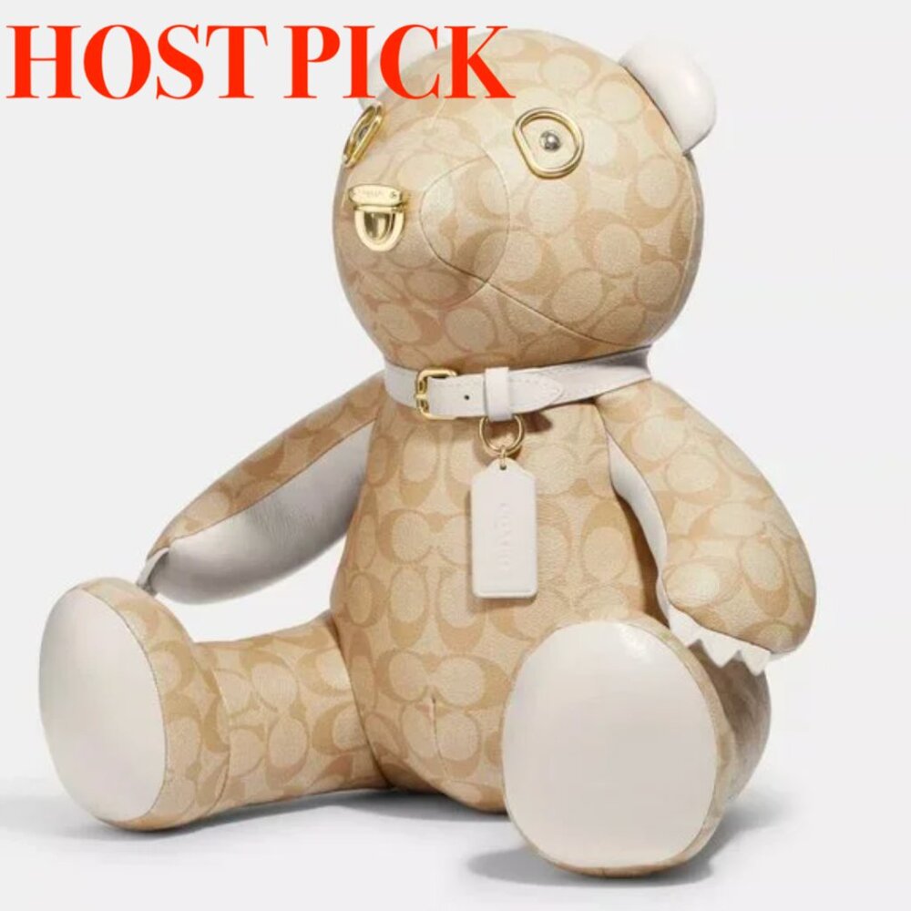 NWT Coach Collectible Large Teddy Bear In Signature Canvas